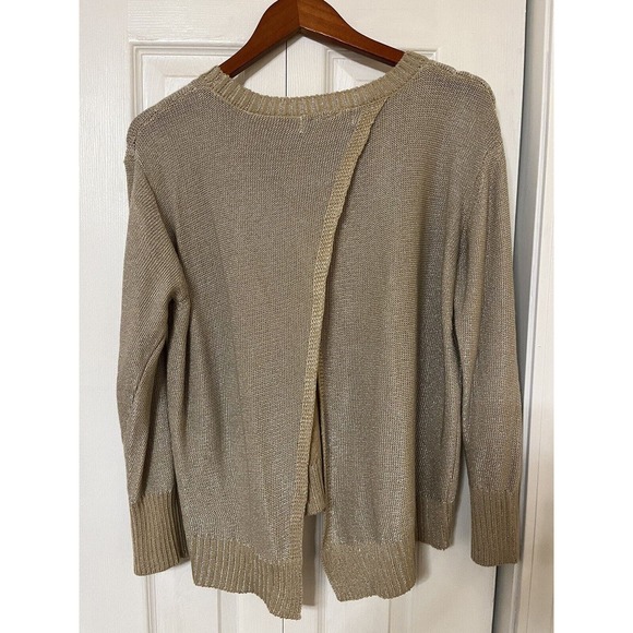 Cotton Emporium Gold Shimmer Sweater Open Back Women’s Large - Picture 3 of 4